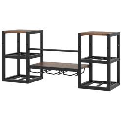 Porte-bouteilles mural avec porte-verres 89 x 25 x 40 cm parfait pour 8 bouteilles design industrie