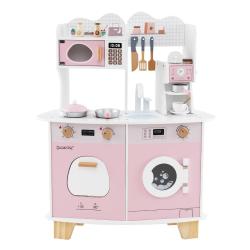 Set de cuisine en bois pour enfants 70 x 30 x 88 cm ludique et &eacute;ducatif design moderne en MDF rose