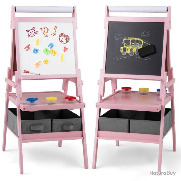 Chevalet double face 54 x 46 x 101,5 cm avec rouleau de papier et rangement style �ducatif en MDF r
