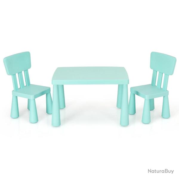 Lot de 1 table 2 chaises pour enfants 76,5 x 54,5 x 49,5 cm assise confortable design ergonomique e