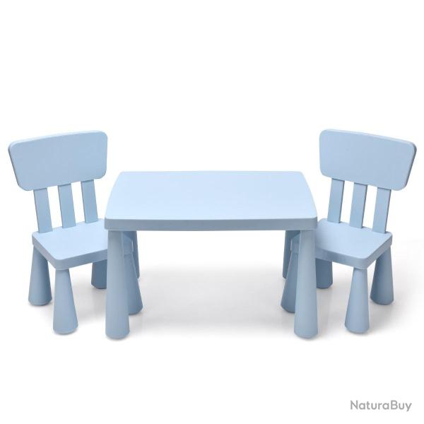 Lot de 1 table et 2 chaises pour enfants 76,5 x 54,5 x 49,5 cm assise ergonomique moderne en pp ble
