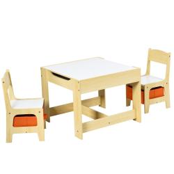 Set de table enfant 62 x 62 x 48 cm bureau 2 en 1 ergonomique avec rangement ambiance ludique en MD