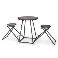 Lot de 3 table haute ronde pliable 206,5 x 77,5 x 90 cm pour 2 personnes moderne et industriel en m