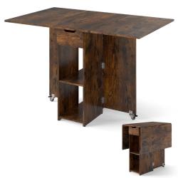Table pliante cuisine 120 x 72 x 75 cm extensible avec rangements moderne pour petits espaces en bo