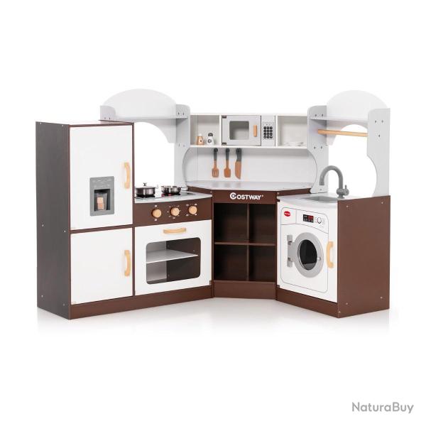 Lot de 1 jeu de cuisine d'angle pour enfants 28/32/40/42 x 29,5 x 94 cm avec effets sonores et lumi