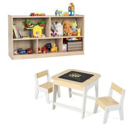 Ensemble de table et 2 chaises ergonomiques 60 x 60 x 49 cm rangement int&eacute;gr&eacute; design moderne en MDF