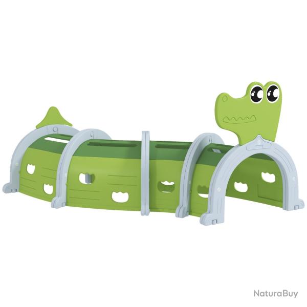 Tunnel enfant forme crocodile modulable 194 x 88 x 92 cm stable 5 paires configurable arc ou s mode