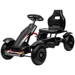 Kart &agrave; p&eacute;dales pour enfant jardin 121 x 58 x 61 cm si&egrave;ge r&eacute;glable 3 positions frein &agrave; main design m