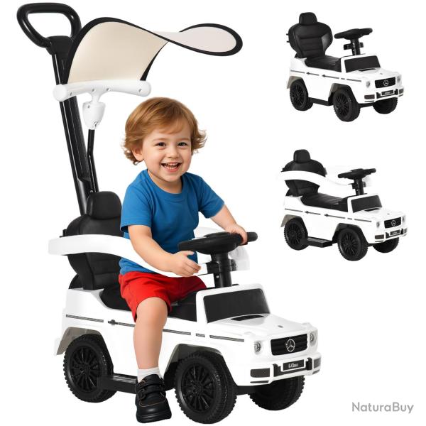 Porteur enfant voiture 85.5 x 40.5 x 95 cm si�ge s�curis� garde-corps coffre rangement design scand