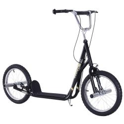Trottinette grandes roues enfants adultes 143 x 58 x 100 cm guidon r&eacute;glable plateau antid&eacute;rapant mo