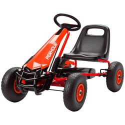 Kart &agrave; p&eacute;dales pour enfants 110 x 61 x 62 cm si&egrave;ge r&eacute;glable et frein manuel pour jardin design tend