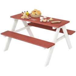 Table de pique-nique pour enfants 89 x 79 x 50 cm bords arrondis assise stable s&eacute;curis&eacute;e rustique j