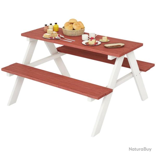 Table de pique-nique pour enfants 89 x 79 x 50 cm bords arrondis assise stable s�curis�e rustique j