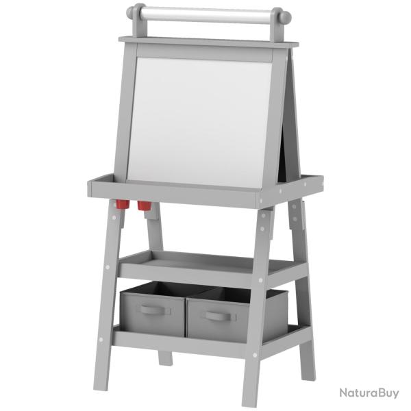 Chevalet enfant 3 en 1 tableau blanc magn�tique ardoise rouleau papier 59 x 48 x 118 cm �ducatif sc
