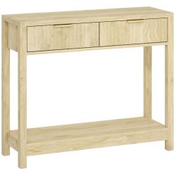 Console &eacute;troite couloir 90 x 30 x 76 cm 2 tiroirs et &eacute;tag&egrave;re ouverte rangement style moderne &eacute;pur&eacute;