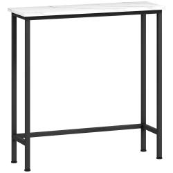 Console entr&eacute;e plateau effet marbre 75 x 24 x 76 cm profil mince s&eacute;curis&eacute;e style moderne en panneau