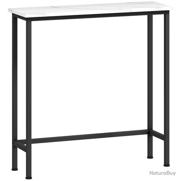 Console entr�e plateau effet marbre 75 x 24 x 76 cm profil mince s�curis�e style moderne en panneau