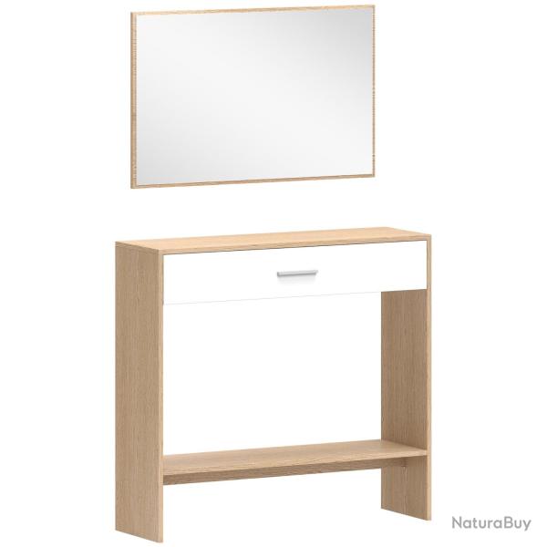 Console d'entr�e 91.5 x 27.9 x 85.5 cm avec tiroir �tag�re miroir s�par� compact moderne en panneau