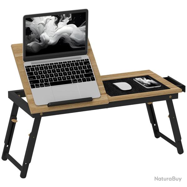 Table de lit pliable r�glable support ordinateur 83.5 x 33 x 23.5-34 cm inclinable tiroir scandinav