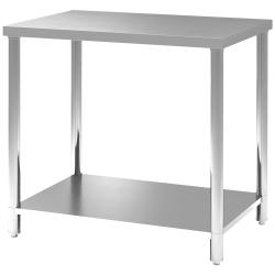 Table de travail cuisine 90 x 60 x 86 cm charge 100 kg pieds r&eacute;glables style industriel en acier in