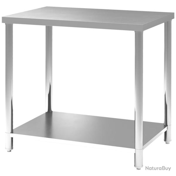 Table de travail cuisine 90 x 60 x 86 cm charge 100 kg pieds r�glables style industriel en acier in