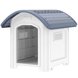 Niche pour chien d'ext&eacute;rieur abri sur&eacute;lev&eacute; 71 x 60 x 63 cm plancher amovible a&eacute;ration 3 c&ocirc;t&eacute;s moder