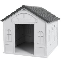 Niche pour chien ext&eacute;rieur &agrave; toit en pente 84 x 98 x 82 cm a&eacute;ration optimale montage sans vis style