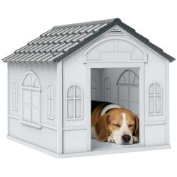 Niche d'ext&eacute;rieur pour chiens petite et moyenne taille 65 x 75.7 x 63 cm porte large a&eacute;ration desig