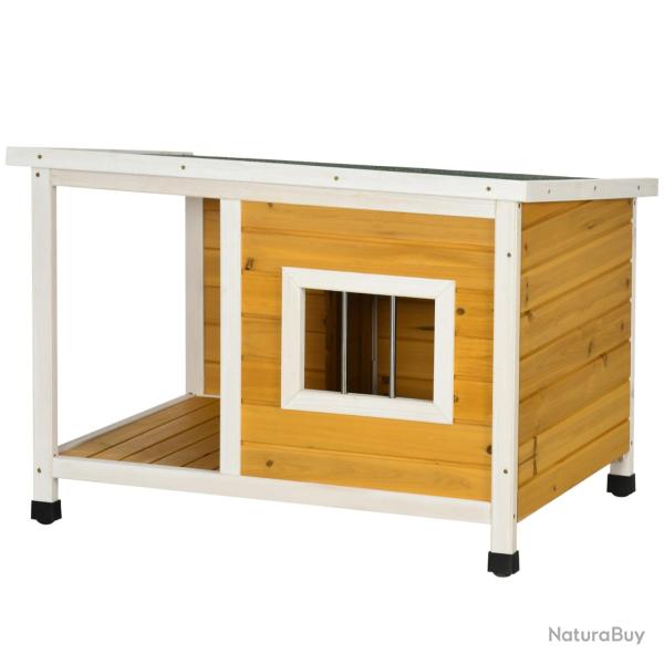Niche pour chien ext�rieur 85,5 x 62 x 60 cm isolante toit ouvrant rustique v�randa jardin cosy en