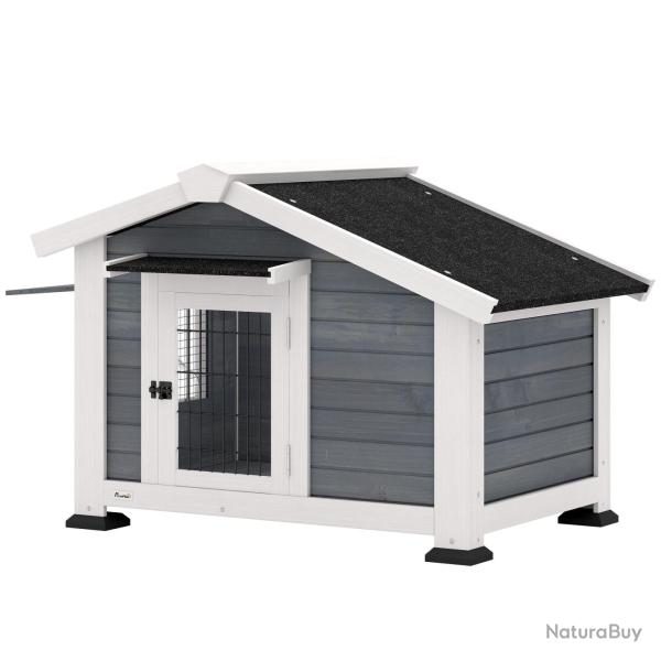 Niche pour chien ext�rieur sur�lev�e 98 x 76 x 69.5 cm fond amovible a�ration design �l�gant jardin