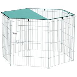 Enclos pour chien modulable 120 x 120 x 76 cm portable pliable int&eacute;rieur ext&eacute;rieur industriel moder