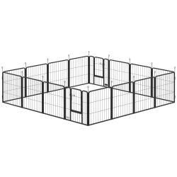 Parc pour chien modulable 224 x 224 x 60 cm pliable et s&eacute;curis&eacute; portes doubles piquets contemporain