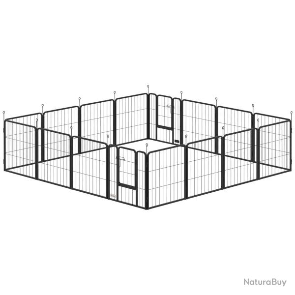 Parc pour chien modulable 224 x 224 x 60 cm pliable et s�curis� portes doubles piquets contemporain