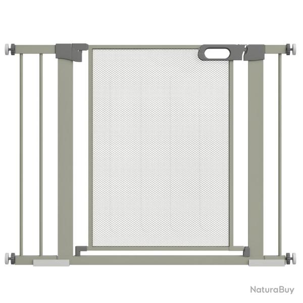 Barri�re s�curit� animaux escalier 76 x 75-103 x 2 cm fermeture automatique verrou double moderne �