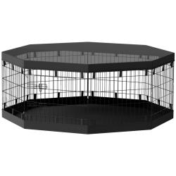 Parc pour chien enclos pliable 8 panneaux 159 x 159 x 61 cm porte s&eacute;curis&eacute;e fond imperm&eacute;able contem