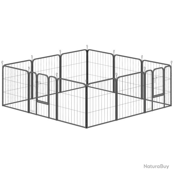 Parc pour chien modulable int�rieur ext�rieur 168 x 168 x 60 cm pliable 2 portes s�curis�es moderne