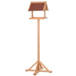 Mangeoire &agrave; oiseaux sur pied 55 x 55 x 144 cm toit anti pluie pieds en croix stabilit&eacute; style rustiq