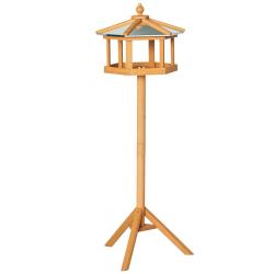 Mangeoire pour oiseaux sur pied plateau nourrissage 40 x 40 x 113 cm plateforme toit amovible rusti