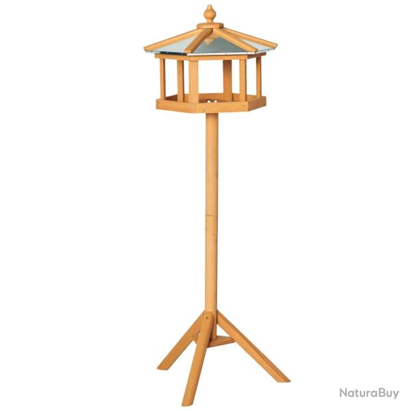 Mangeoire pour oiseaux sur pied plateau nourrissage 40 x 40 x 113 cm plateforme toit amovible rusti