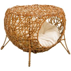 Niche pour chat boule 40 x 32 cm coussin lavable &eacute;pais 8 cm confort int&eacute;rieur ext&eacute;rieur scandinave