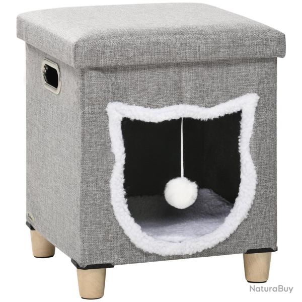 Maison pour chat 2 en 1 repose-pieds 35.5 x 35.5 x 42.5 cm coussin lavable et griffoir int�gr� styl