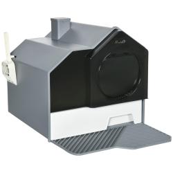 Maison de toilette pour chat maisonnette 47 x 45 x 42 cm plateau amovible entretien facile style mo