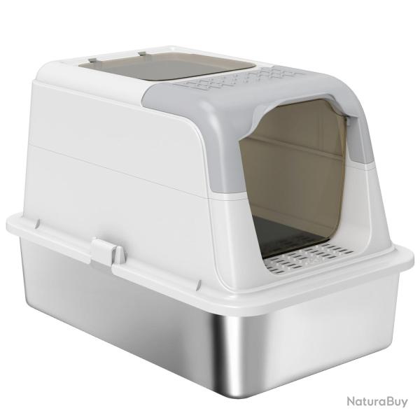 Maison de toilette pour chat entr�e avant 60,4 x 40,4 x 41,8 cm anti odeurs ferm� moderne en acier
