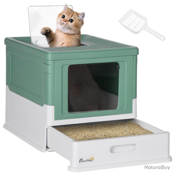 Maison de toilette chat pliable porte battante 47,5 x 35,5 x 36,7 cm tiroir coulissant pelle fourni