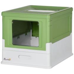 Maison de toilette pour chat pliable 47.5 x 35.5 x 36.7 cm plateau amovible pelle fournie design &eacute;p