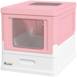 Maison de toilette pour chat pliable double porte 47,5 x 35,5 x 36,7 cm tiroir pelle incluse style