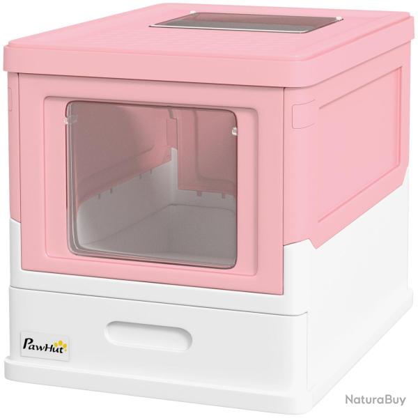 Maison de toilette pour chat pliable double porte 47,5 x 35,5 x 36,7 cm tiroir pelle incluse style