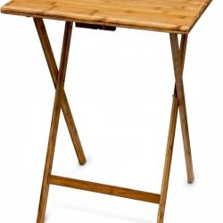 Table d'appoint pliante multifonctionnelle int&eacute;rieur ext&eacute;rieur 48 x 38,5 x 63 cm en bambou brun cla