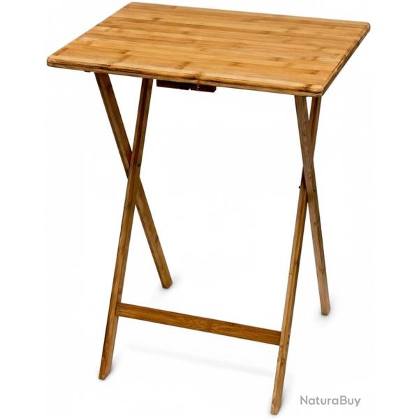 Table d'appoint pliante multifonctionnelle int�rieur ext�rieur 48 x 38,5 x 63 cm en bambou brun cla