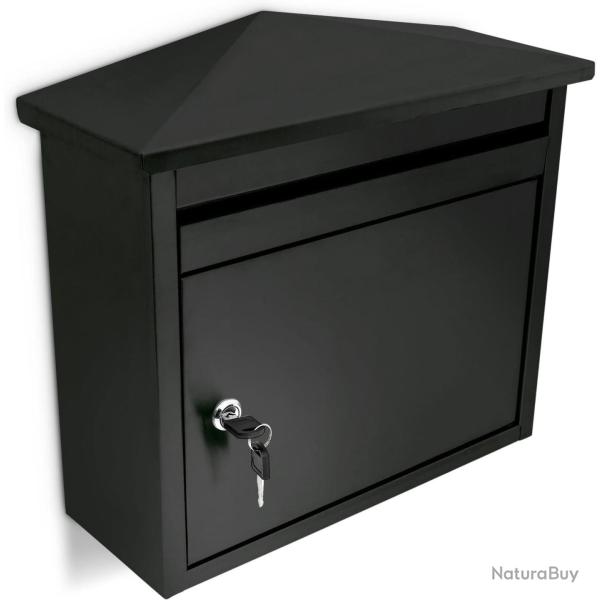 Bo�te aux lettres murale moderne 41 x 37 x 16 cm �tanche avec toit anti-pluie style �pur� en fer no